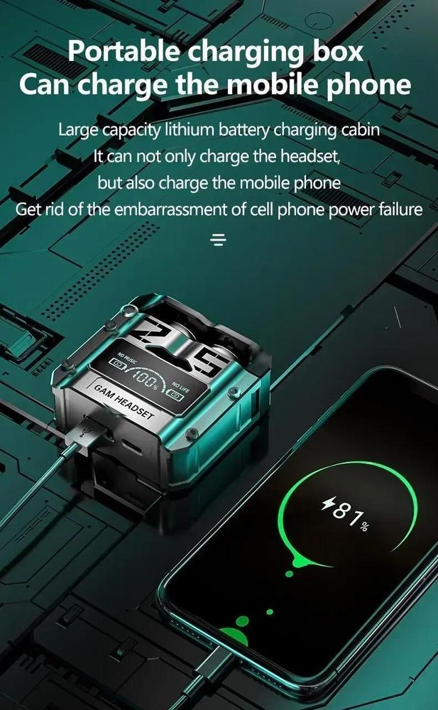 M25 Wireless Gaming Earbuds Black Noise Cancelling Bluetooth 5.0