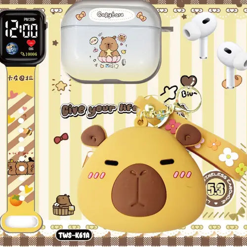 TWS K-61A Cartoon Earbuds Plus Smart LED Band Gift Set